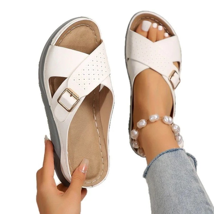Yyvonne Summer Slopes And Cool Slippers Cross With Beach Sandals Women's Large Size Women's High Heels