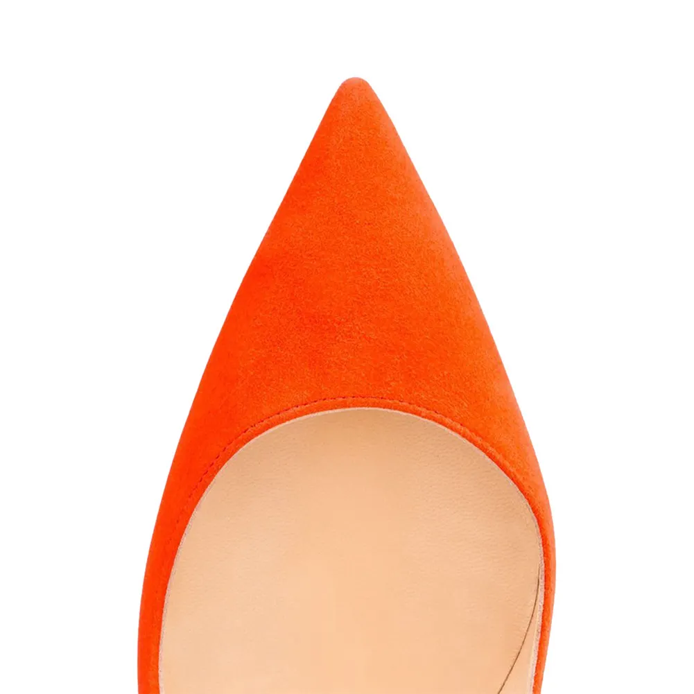 120mm Women's Party Wedding Heels Pumps Orange Suede-vocosishoes