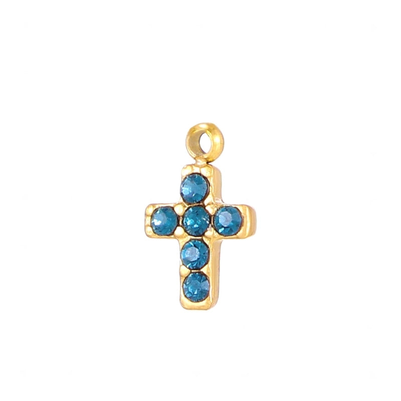 1 Piece 5*9mm Titanium Steel Zircon Cross Pendant Jewelry Accessories