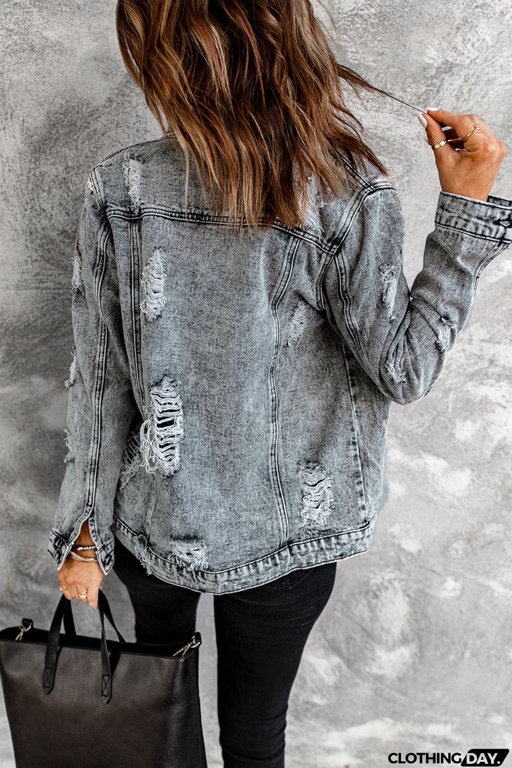 Gray Distressed Jean Jacket
