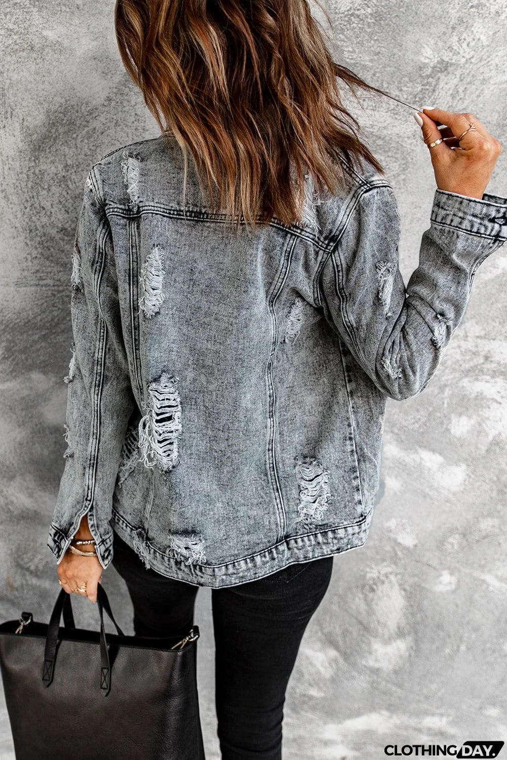 Gray Distressed Jean Jacket