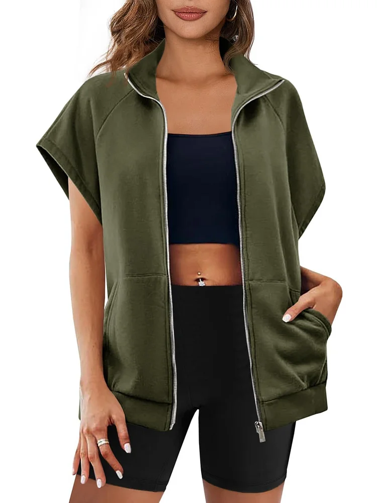 Women's Zip Up Sleeveless Sweatshirts With Pockets(BUY 2 FREE SHIPPING)