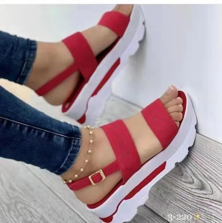 Yyvonne New Spring And Summer Sandals Women's Wide Face With Thick Bottom Slope And Leisure 43 Large Women's Shoes