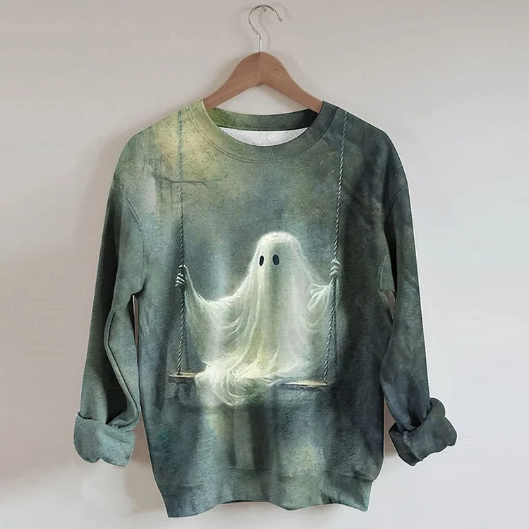 VChics Ghost Ladies Print Long Sleeved Sweatshirt