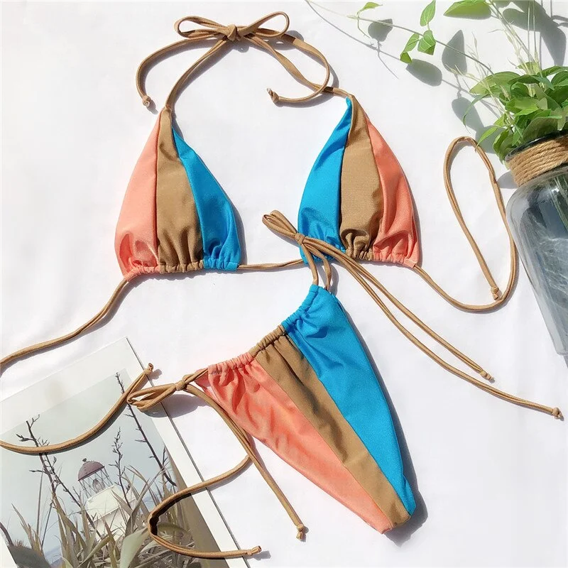 Peachtan Halter Leopard Bikini 2020 Ladies Swimwear Women Sexy Swimsuit Female Bathing Suit Summer Beach Wear Micro Bikini Set