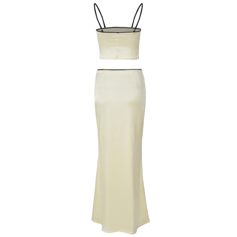Ootddress Women's Solid Color Slim Fit With Exposed Navel Set Suspender Vest High Waisted Skirt Lady New Fashion Party Clothing 2025