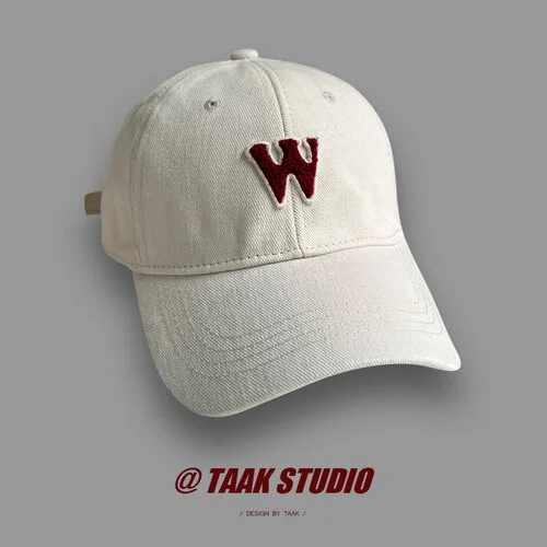Letter Brushed Craft Wine Red Baseball Cap Female Spring and Summer Korean Style Online Red Tide Street Peaked Cap