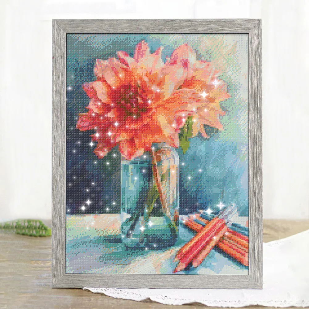 9CT Full Stamped Cross Stitch Bead Embroidery- Flower(Canvas|40*52CM)