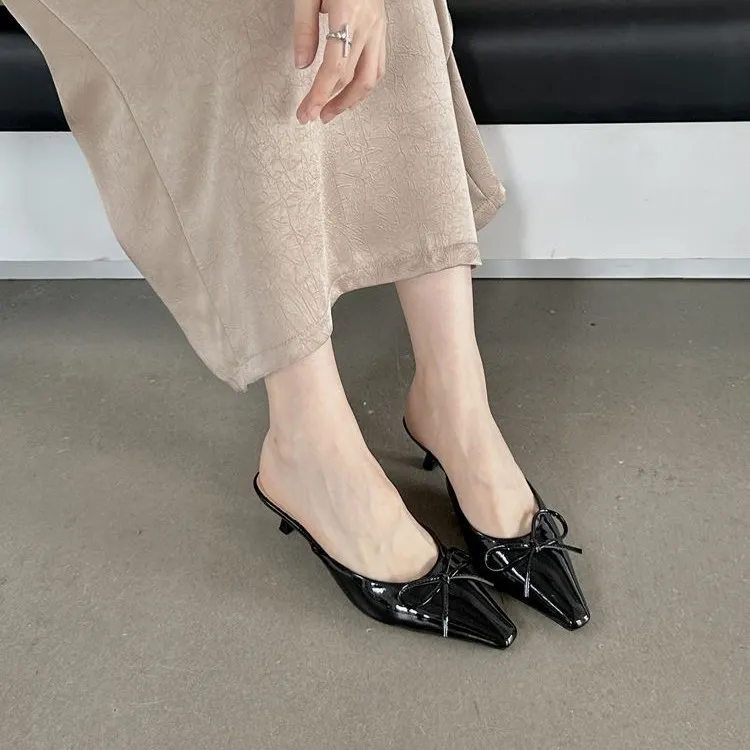 Brownm Brownm New Fall 2024 Dress With Low Heel Bow And Half Slippers