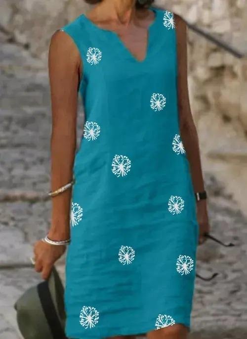 Casual Character Tunic V-Neckline Knee-Length Dress