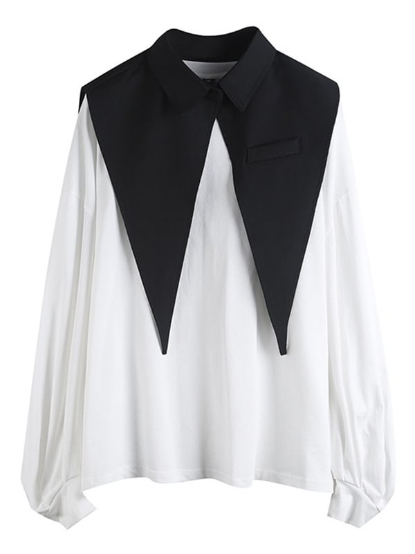 Original Two-Pieces Suit Collar Puff Sleeve T-Shirt