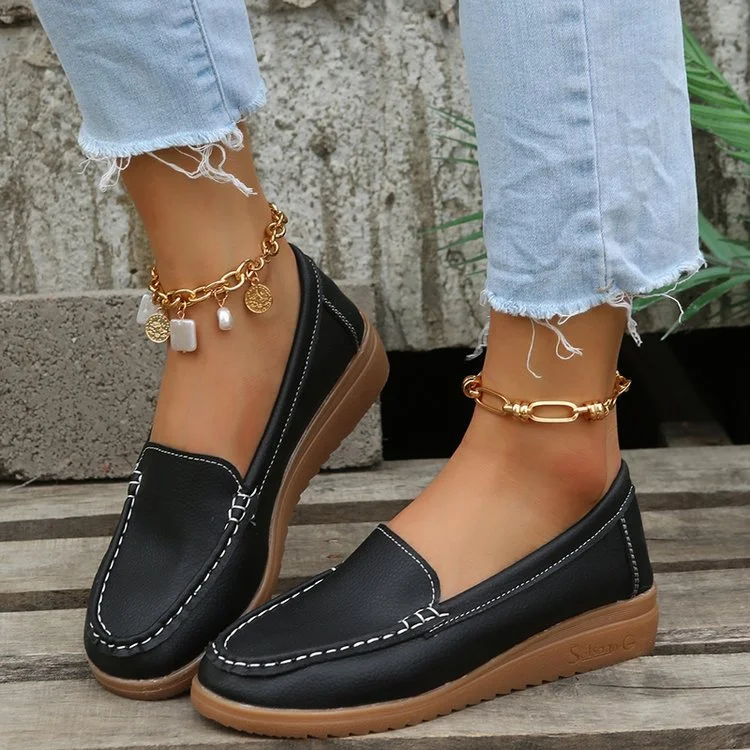 Breakj Breakj New Flat-Soled Casual Single-Shoe Soft Sole Soft-Sided One-Legged Round Head Simple Mom Shoes