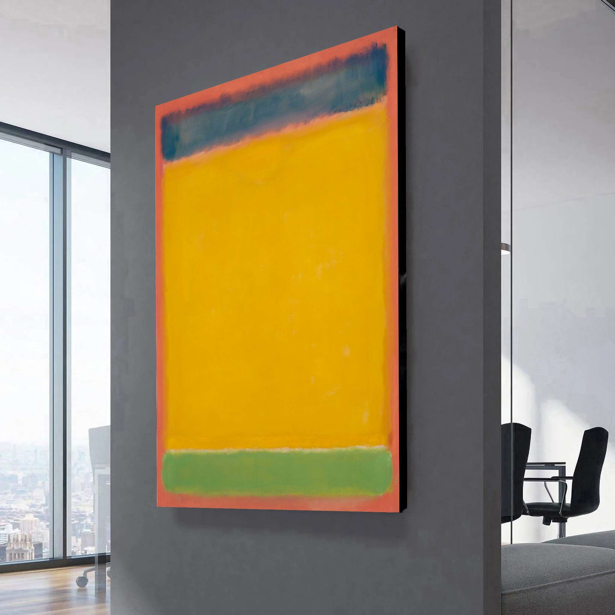 Untitled (Blue Yellow Green on Red) by Mark Rothko Canvas Wall Art 
