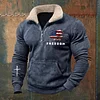 Men's Casual Retro American Freedom Print Stand Collar Long Sleeve Sweatshirt