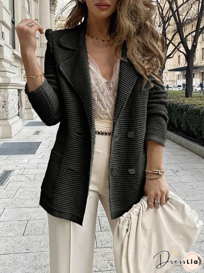 Women's Texture Casual Long Sleeve For Coats