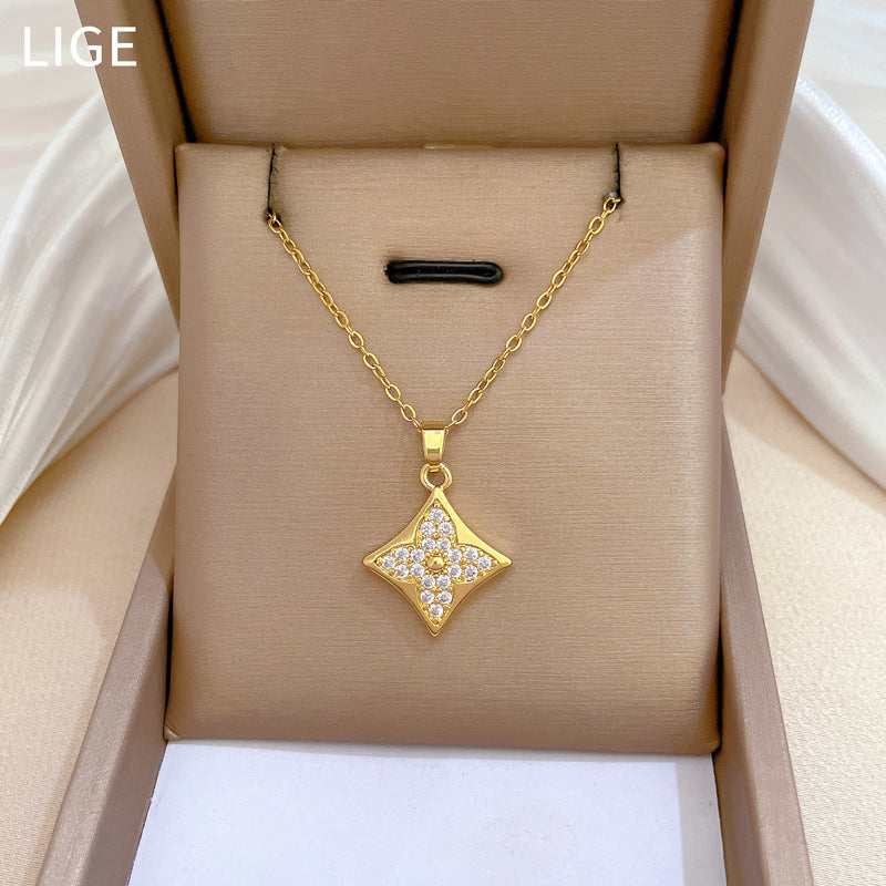 Korean Cosmos Geometric Titanium Steel Electroplating Earrings