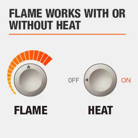 This electric fireplace' flame works with or without heat