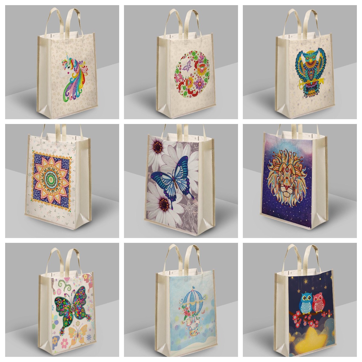  DOOSAI 4 Pack Diamond Painting Canvas Tote Bags Art Kits 5D  Boho Diamond Dots Dotz Kits Reusable Grocery Bags DIY Handbags Handmade  Gifts Shopping Bags for Women Adults (Spring Summer Fall