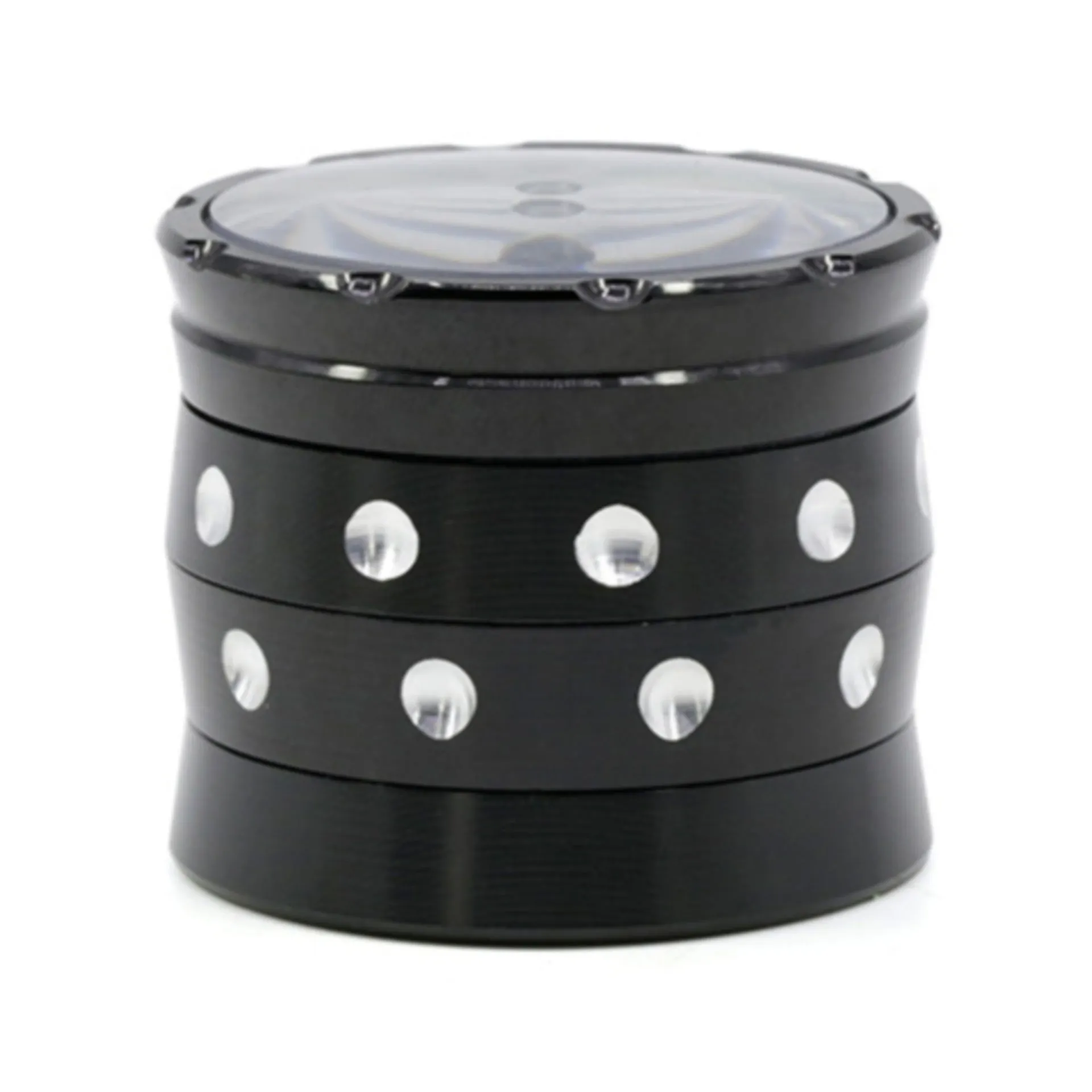 50MM 4 Piece Aluminum Alloy Lightning Concave Dot Grinder-Black
