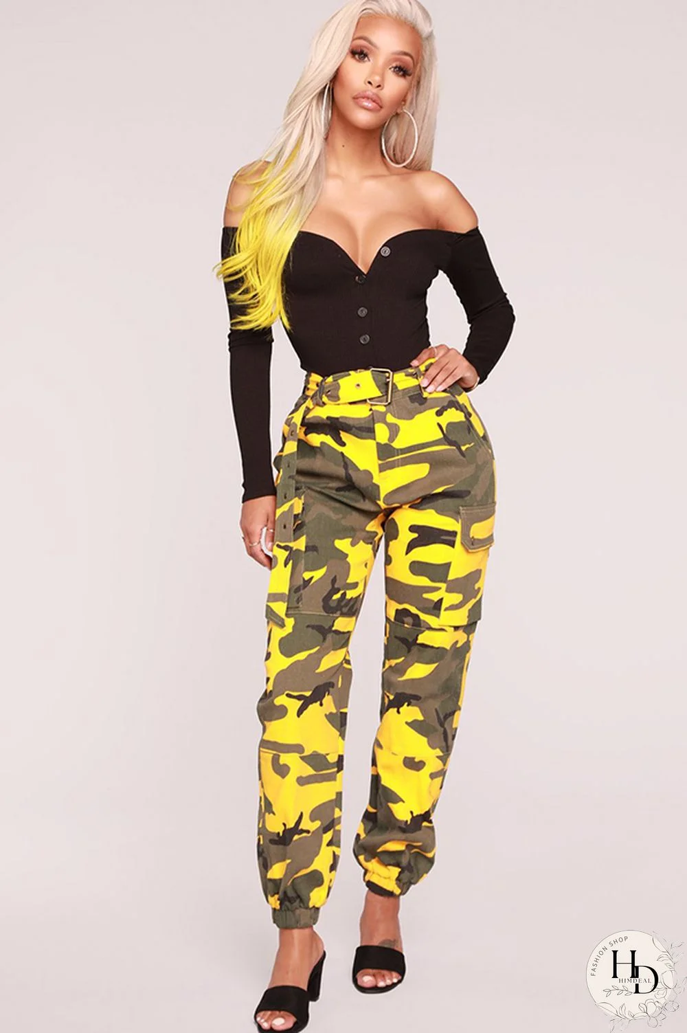 Army Green Zipper Fly Button Fly Mid Metal Zippered pencil Pants Pants