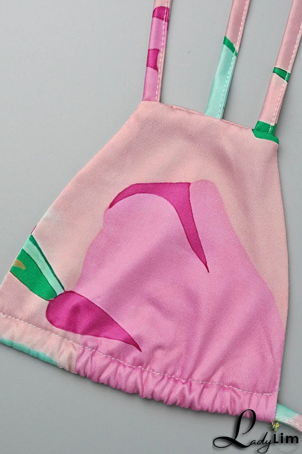 Pink Sexy Print Tassel Bandage Backless Halter One Step Skirt Dresses