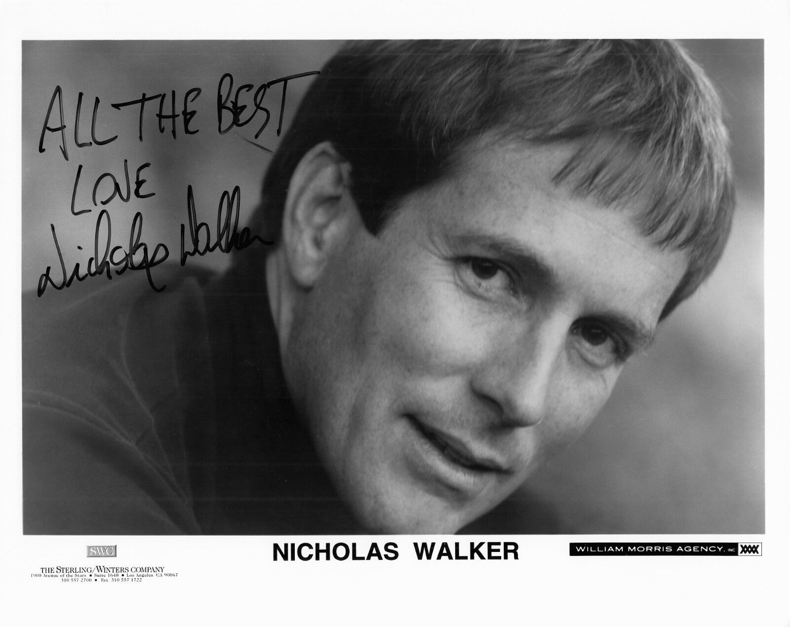 NICHOLAS WALKER hand-signed FANTASTIC B/W CLOSEUP 8x10 authentic w/ UACC RD COA