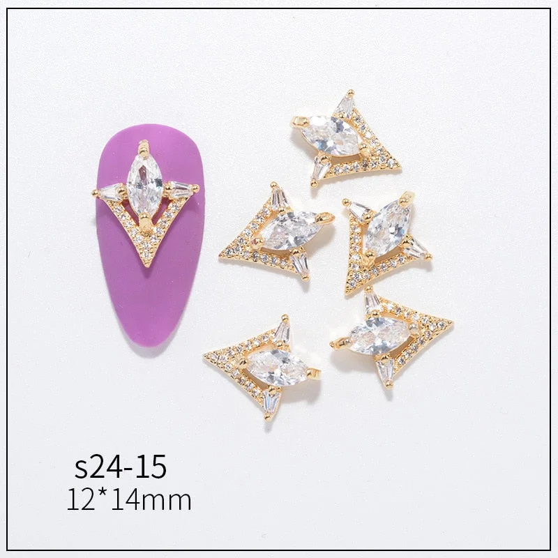 Nail Decoration Embellished Pendant Flash Drilling Chain Designs 5 Pcs/Set Metal With Zircon Rhinestones For Beauty Salons-Nail Inspo