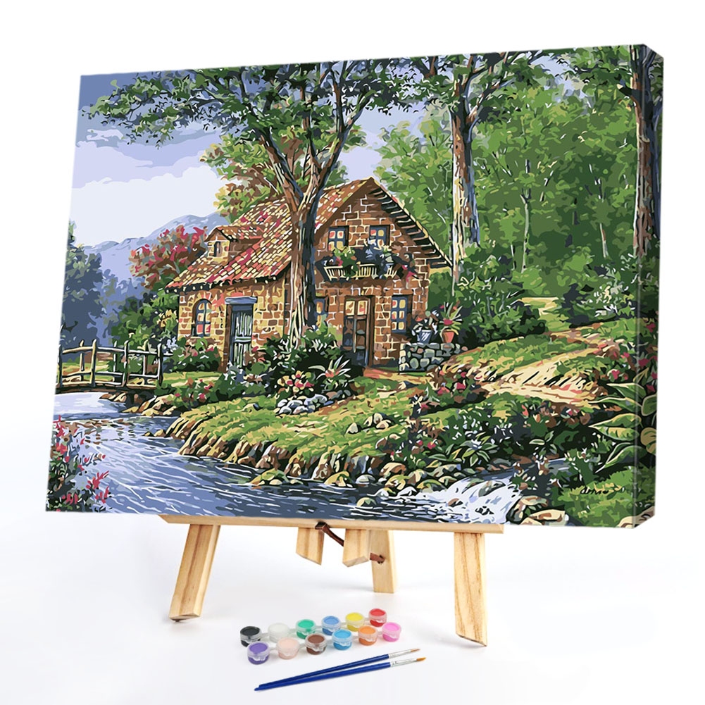 

40*50CM Paint By Numbers-Riverside Cabin, 501 Original