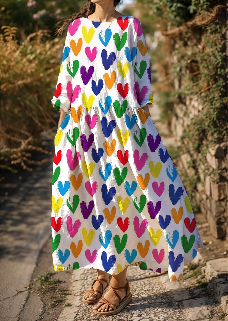Women's Valentine's Day Colorful Love Print Casual Dress socialshop