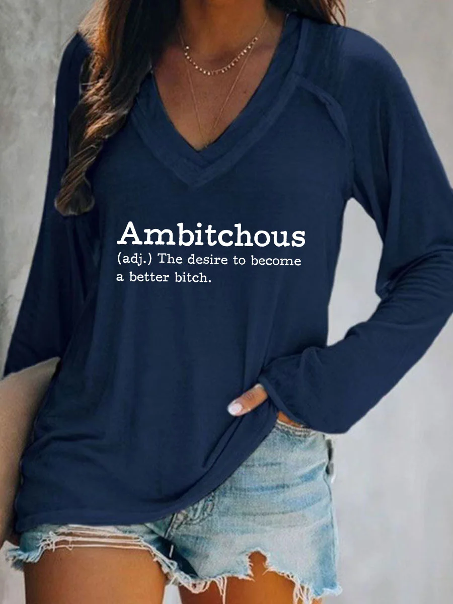 Ambitchous V-neck Long Sleeve T-shirt