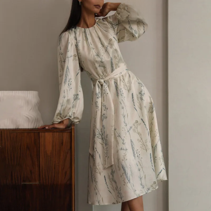 Starryplays costumes for women hot 2025 Loose-fit Long Dress Elegant Fashionable Printing Puff Sleeve A- line Skirt Wholesale Women's Clothing Dresses