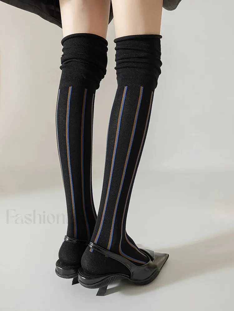 Pinstripe Slouch Graceful Calf Socks