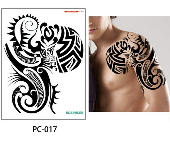 Large size temporary tattoo on chest body arm shoulder cool fake tattoos water transfer tattoo for men big 32*24cm tatto sticker