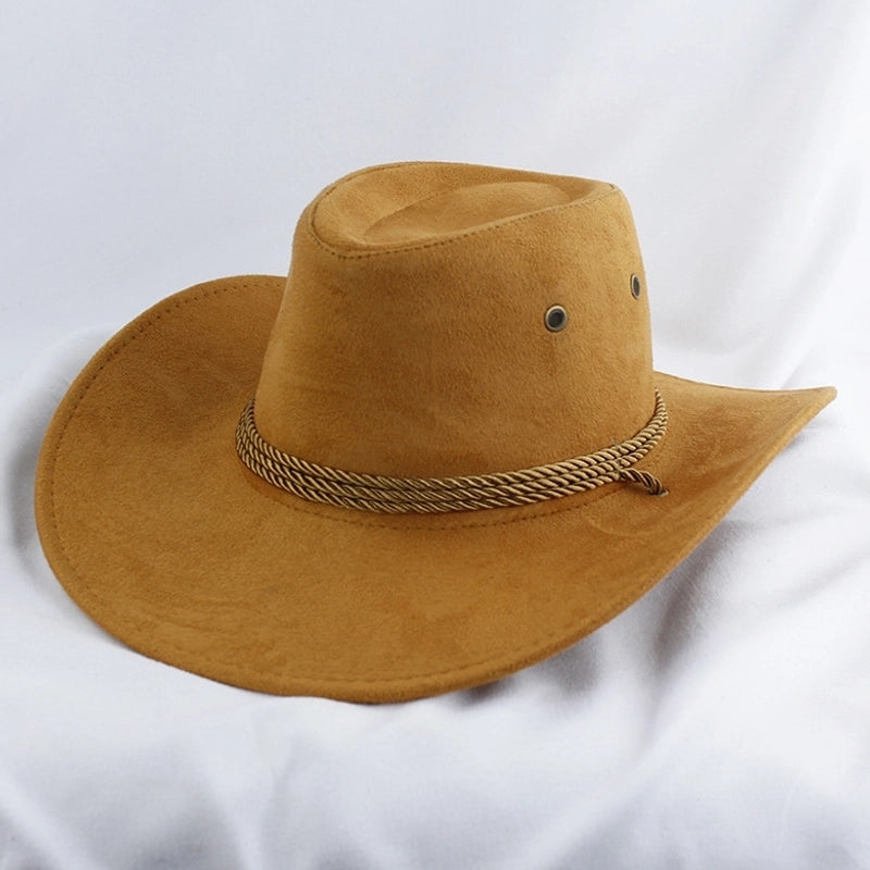 American Western Cowboy Hat Spring And Autumn Leather Men’s Mountain Climbing Spanish Women’s Sun Big Edge Sun Hat Sunscreen Travel
