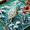 uk.everydayedeals DIY Pearl Painting With Frame - Handmade Self-Adhesive Pearls - Turtle(25*25cm)