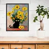 Van Gogh Sunflowers And Black Cat-11CT Stamped Cross Stitch 40*50cm/15.75*19.69in