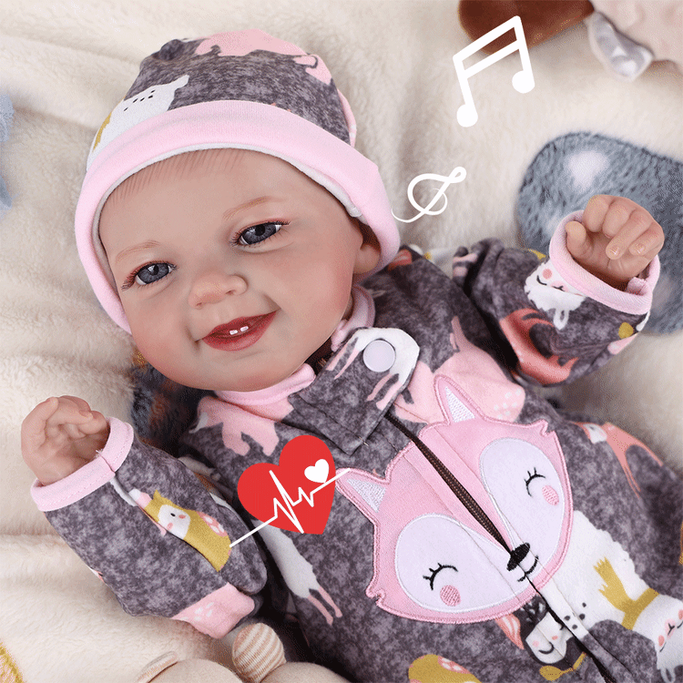 Babeside 20'' Cutest Realistic Reborn Baby Doll Girl Grey Leen with Heartbeat and Coos