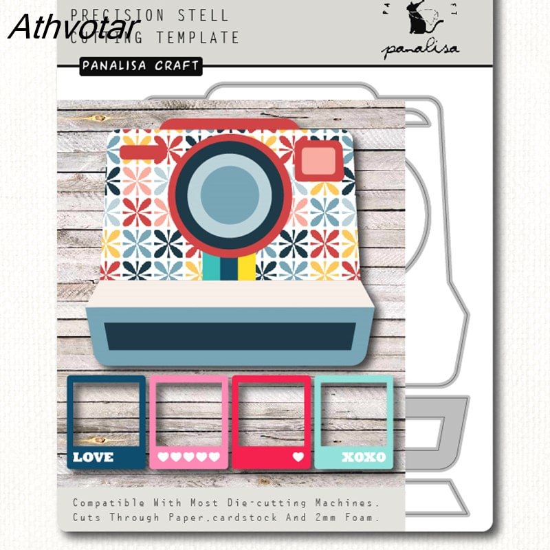 Athvotar Cute Camera Photo Frame Metal Cutting Dies Stencils DIY Scrapbooking/album Decorative Embossing DIY Paper Cards