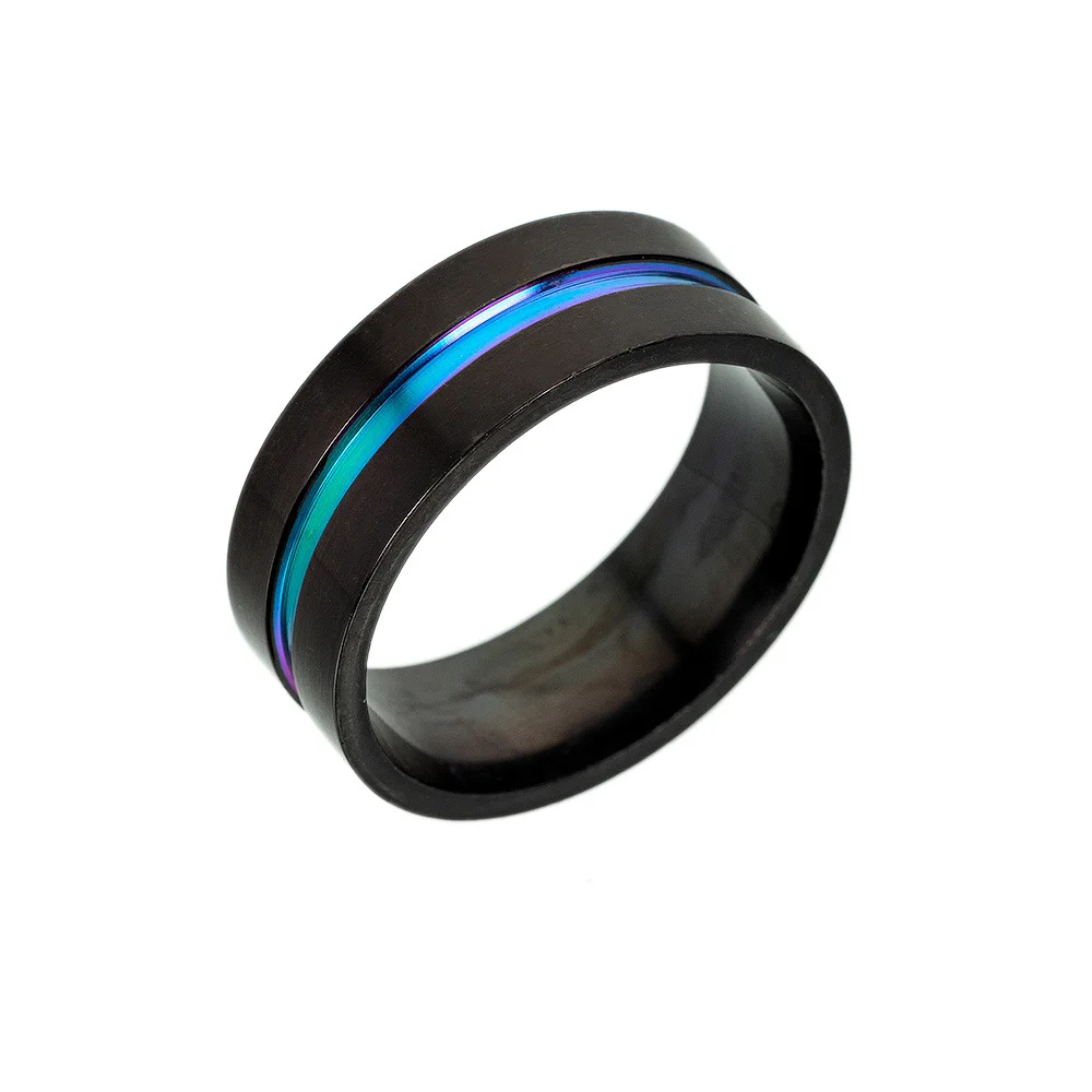Black Color Titanium Steel Ring Two-tone Frosted Stainless Steel Bracelet