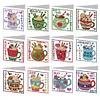 (US Only)12pcs DIY Calendar Diamond Painting Greeting Card for Bedroom Office Desk