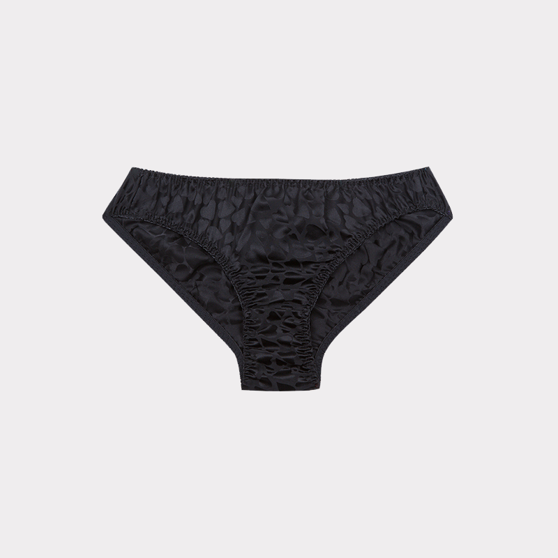 Black Heart Shape Print Silk Panties REAL SILK LIFE