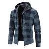 Men's Thickened Casual Fleece Loose Stand Collar Knit Cardigan Sweater Jacket Coat
