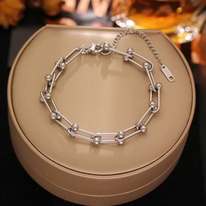 Minimalist Solid Color Titanium Steel Plating Gold Plated Bracelets