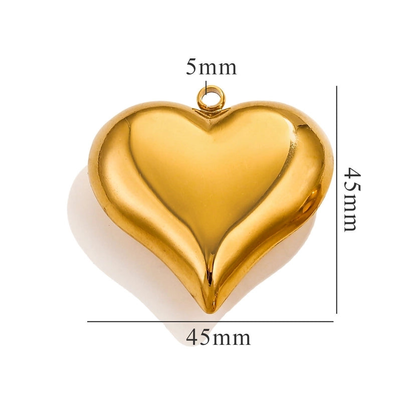 1 Piece 15*15mm Titanium Steel Heart Shape Pendant Jewelry Accessories