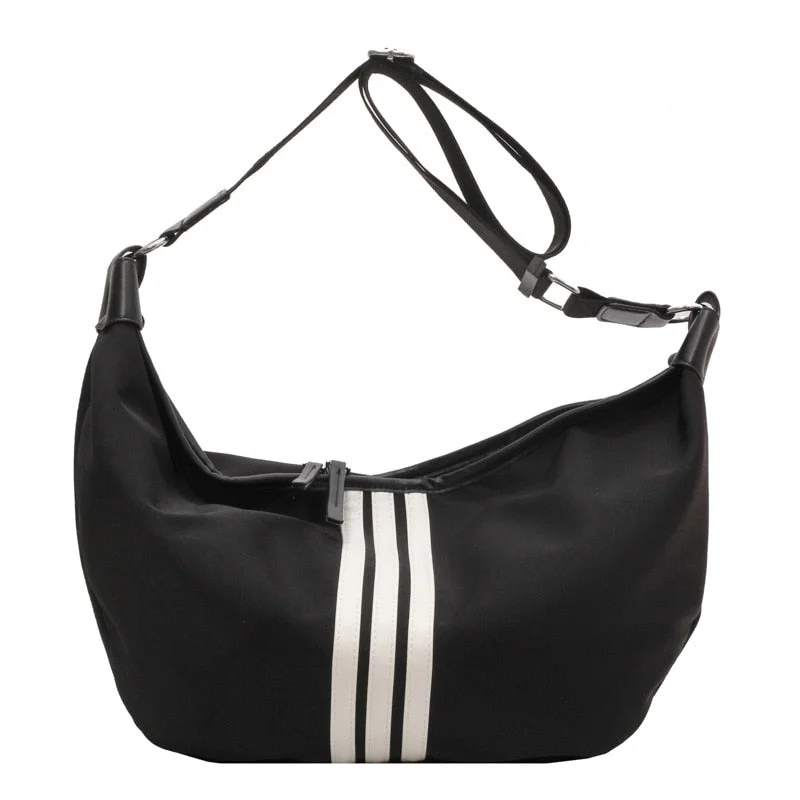 Back to school Fashion Couple Crossbody Bag Summer New High Grade Personalized Women's Dumpling Bag Stripe Contrast Nylon Shoulder Bag Men