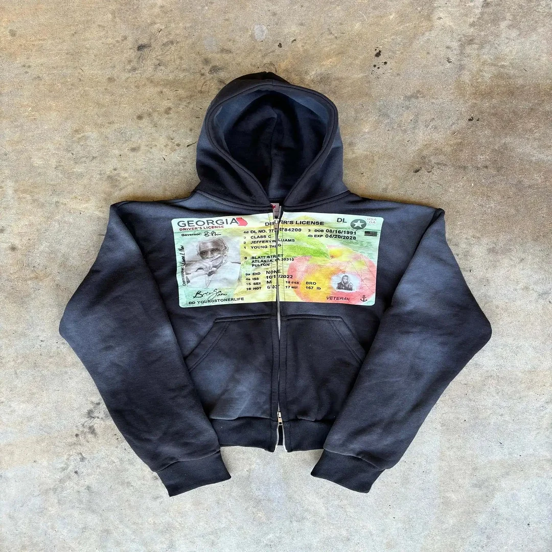 Aonga New Gothic Harajuku women sportswear trend printed hoodie y2k top new street clothing men and women zippered hooded Vintage aonga