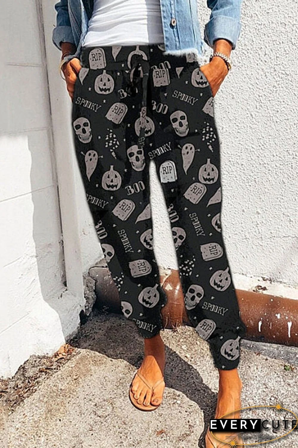 Casual Regular Print Loose Trousers
