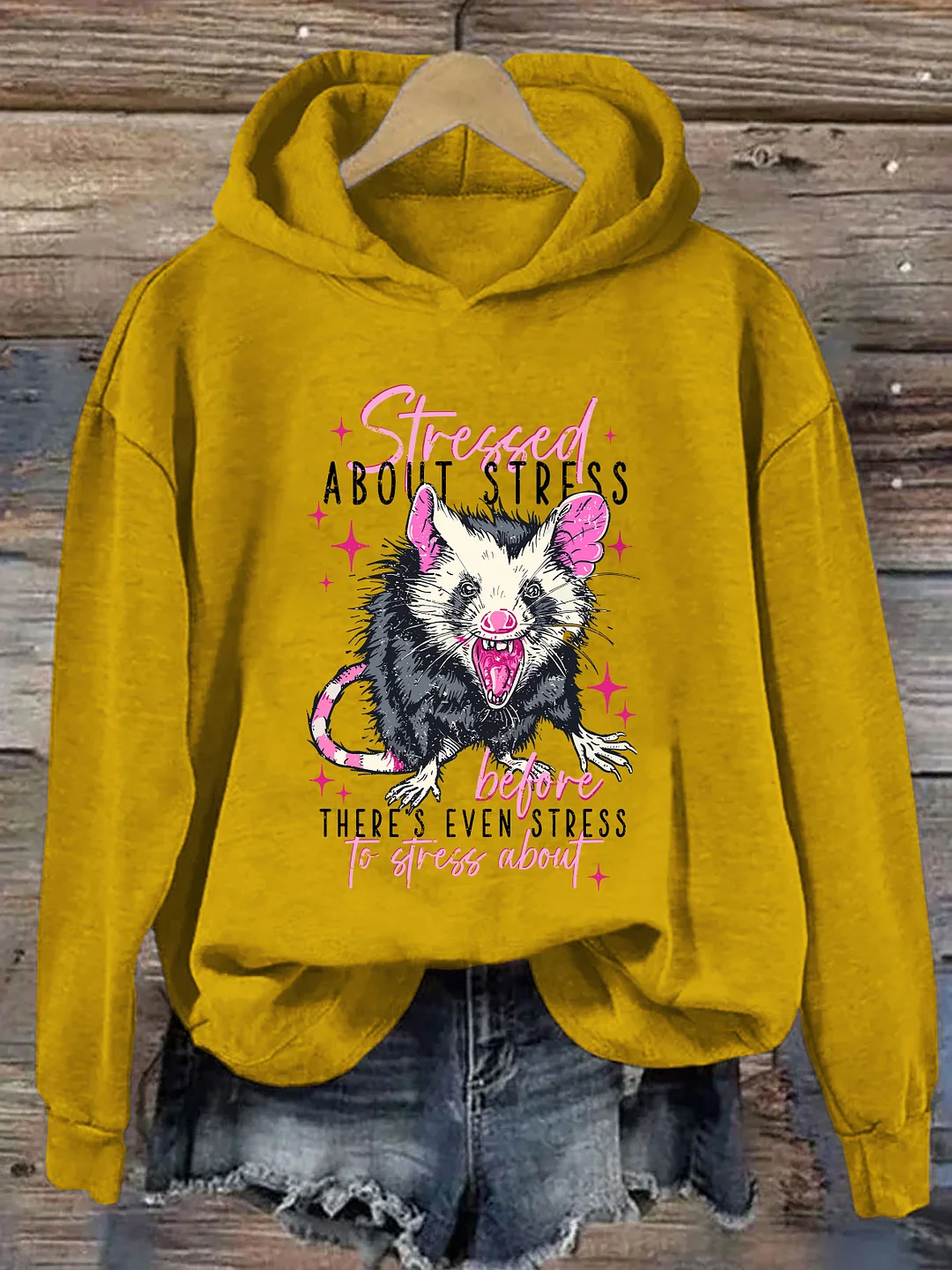 Stressed About Stress Opossum Hoodie