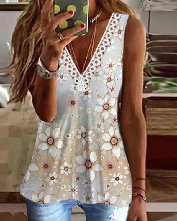 Printed V-Neck Off-Shoulder Sexy Top