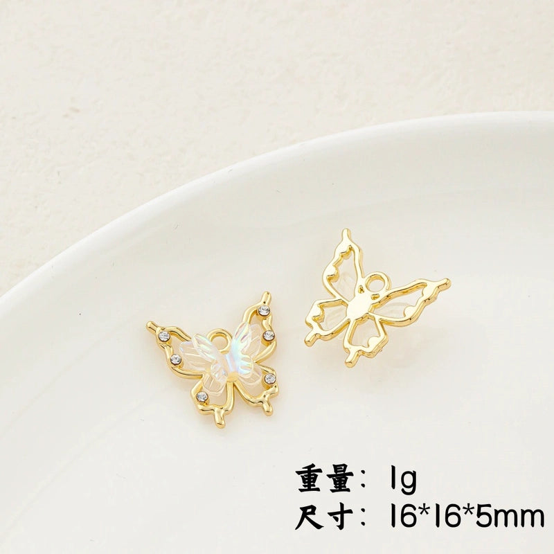 5 PCS/Package 20 * 23mm Alloy Artificial Pearls Rhinestones Flower Butterfly Pendant Jewelry Accessories